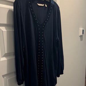 Soft Surroundings Navy Tunic with Gold Accents